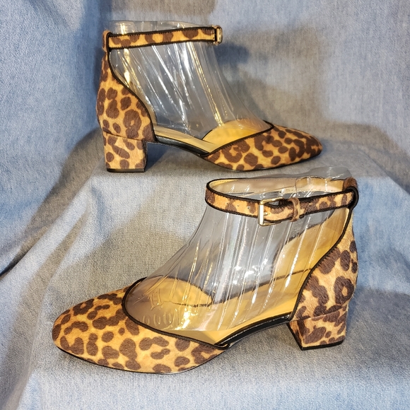 CAbi Shoes - CAbi Kiki Leopard Print Ankle Strap Closed Toe Block Chunky Heel #6015 Size 8
